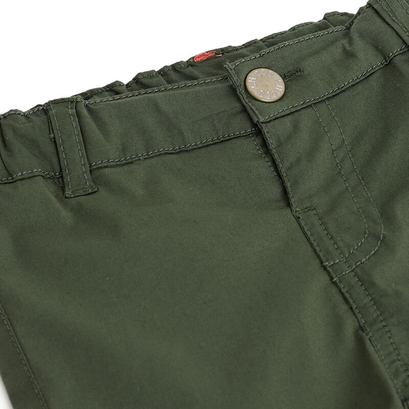 Boys Medium Green Solid Shorts image number 2